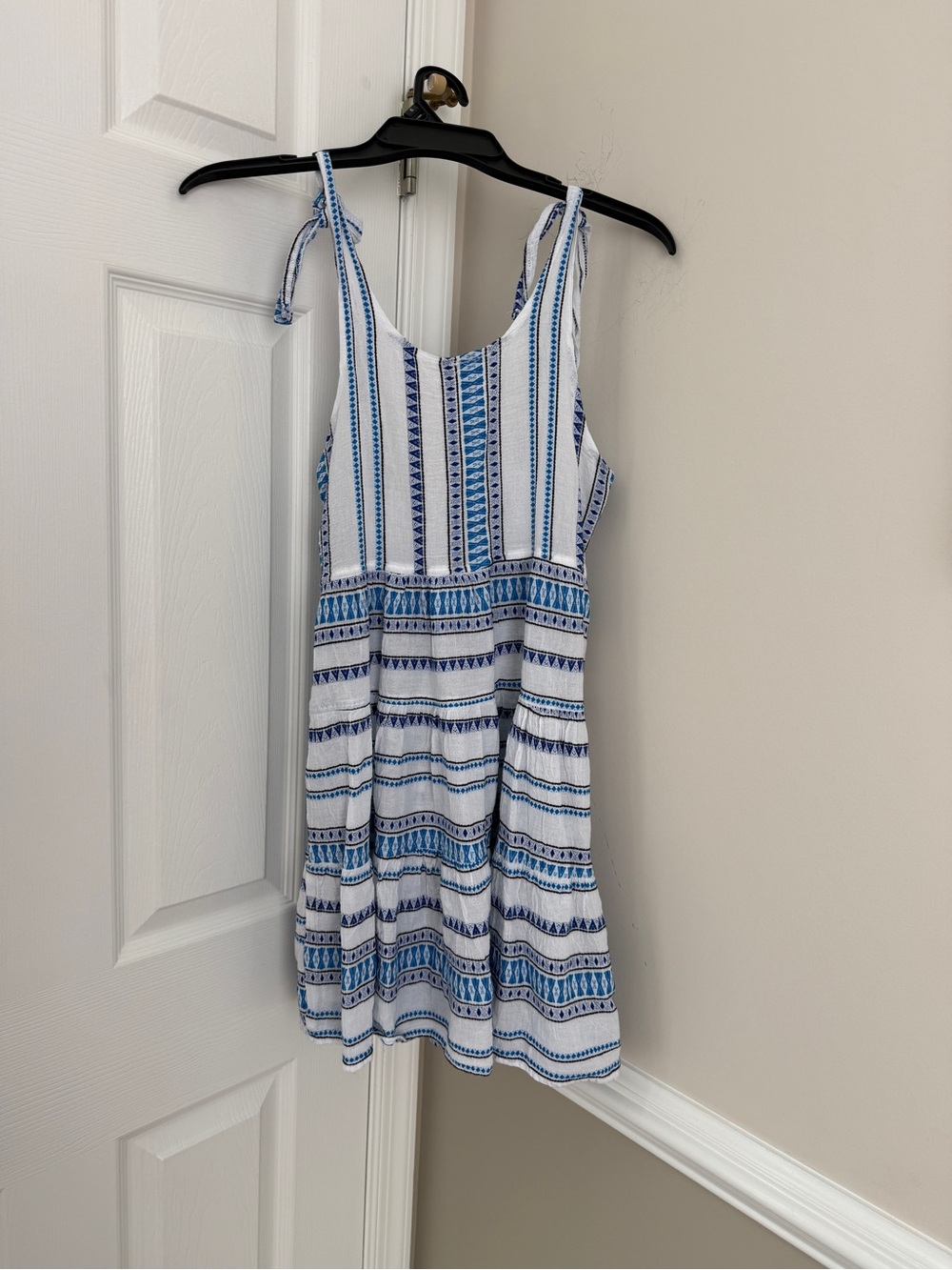 Sleeveless Blue & White Striped Tie-Shoulder Sundress -